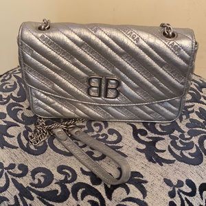 Classic Balenciaga CrossBody Purse Silver